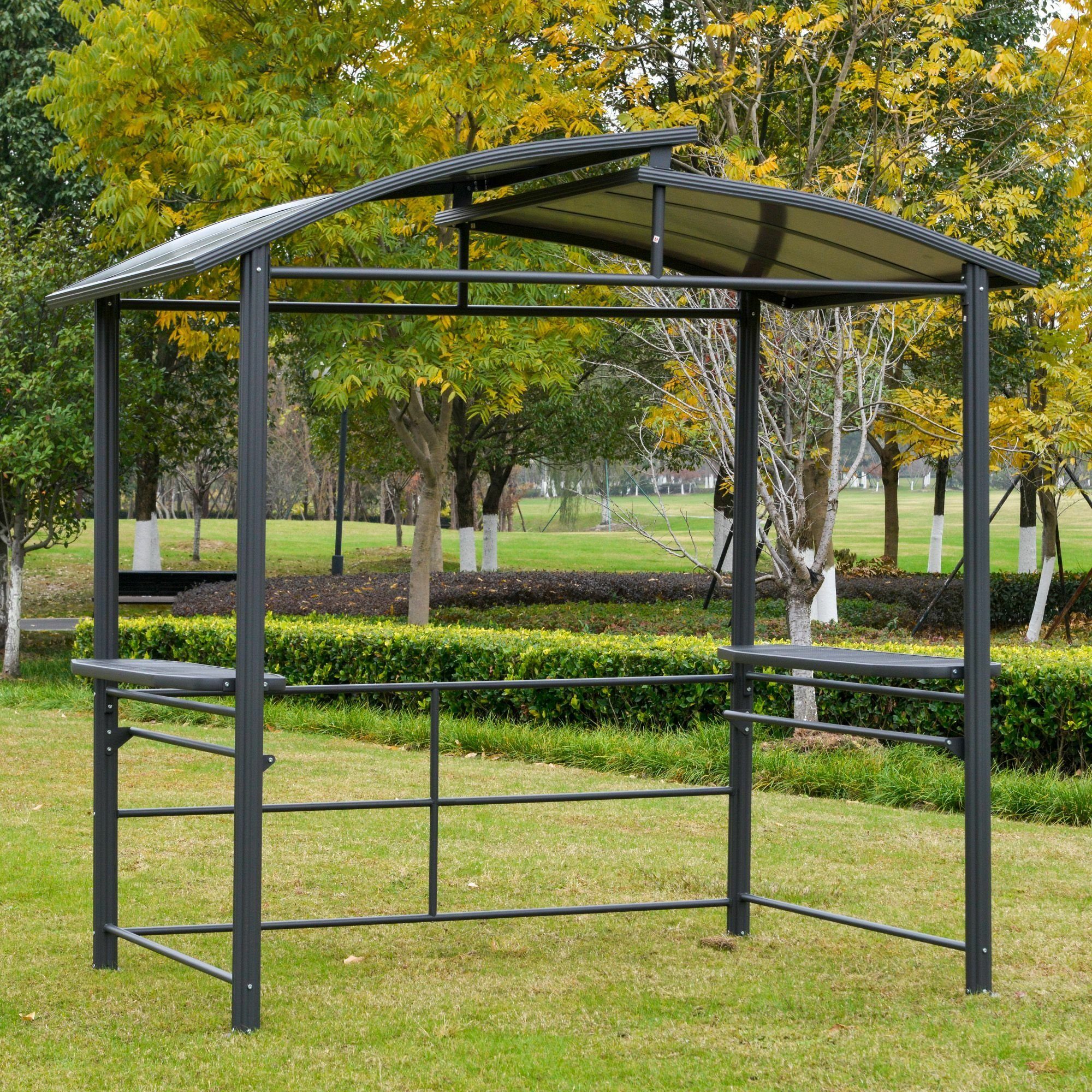 Outsunny Grillpavillon Grillpavillon mit Flammschutzdach
