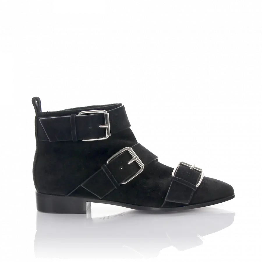 Giuseppe Zanotti - Stiefeletten Veloursleder Zierschnalle schwarz - schwarz