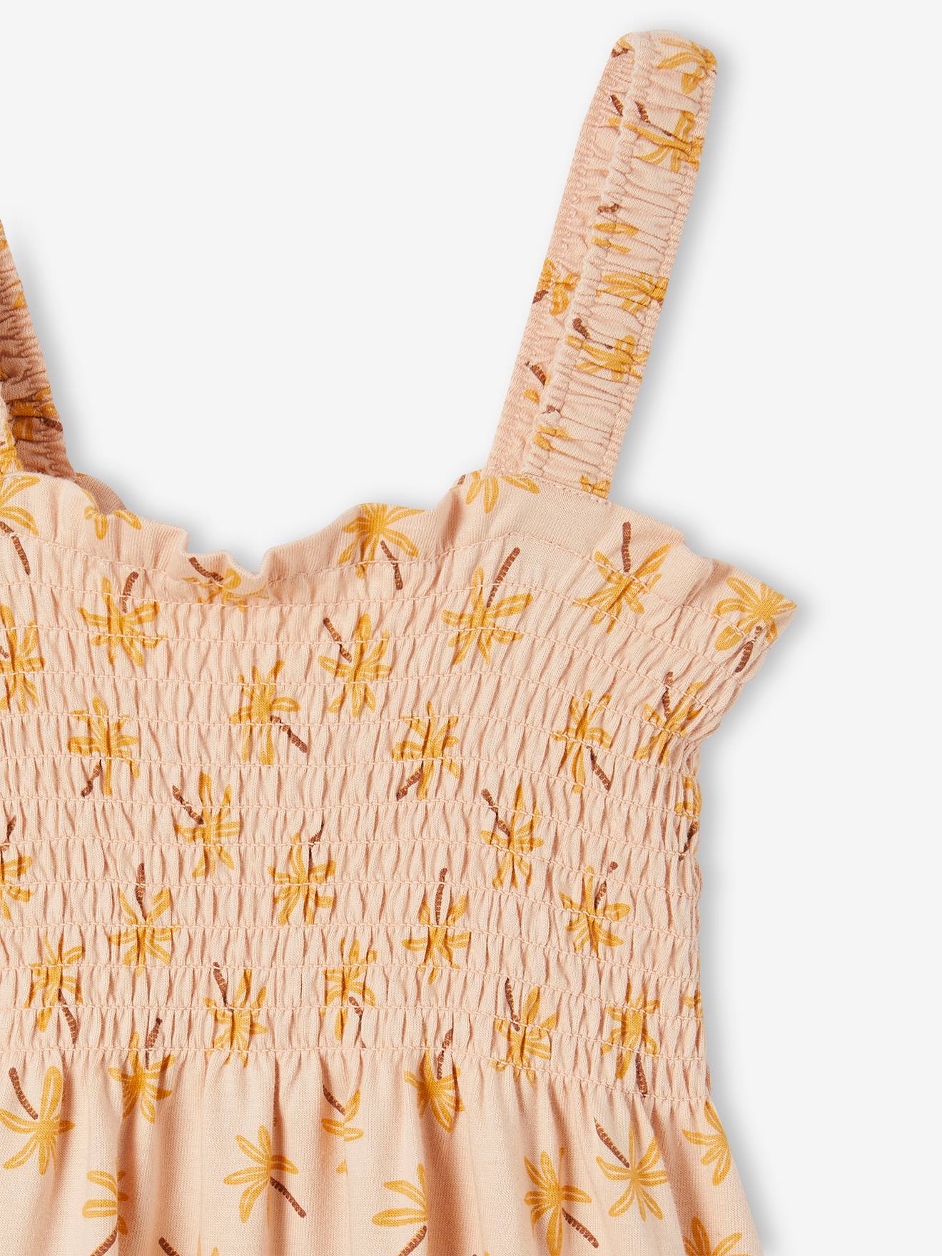 Vertbaudet Gesmoktes Mädchen Trägerkleid Oeko-Tex - smaragd