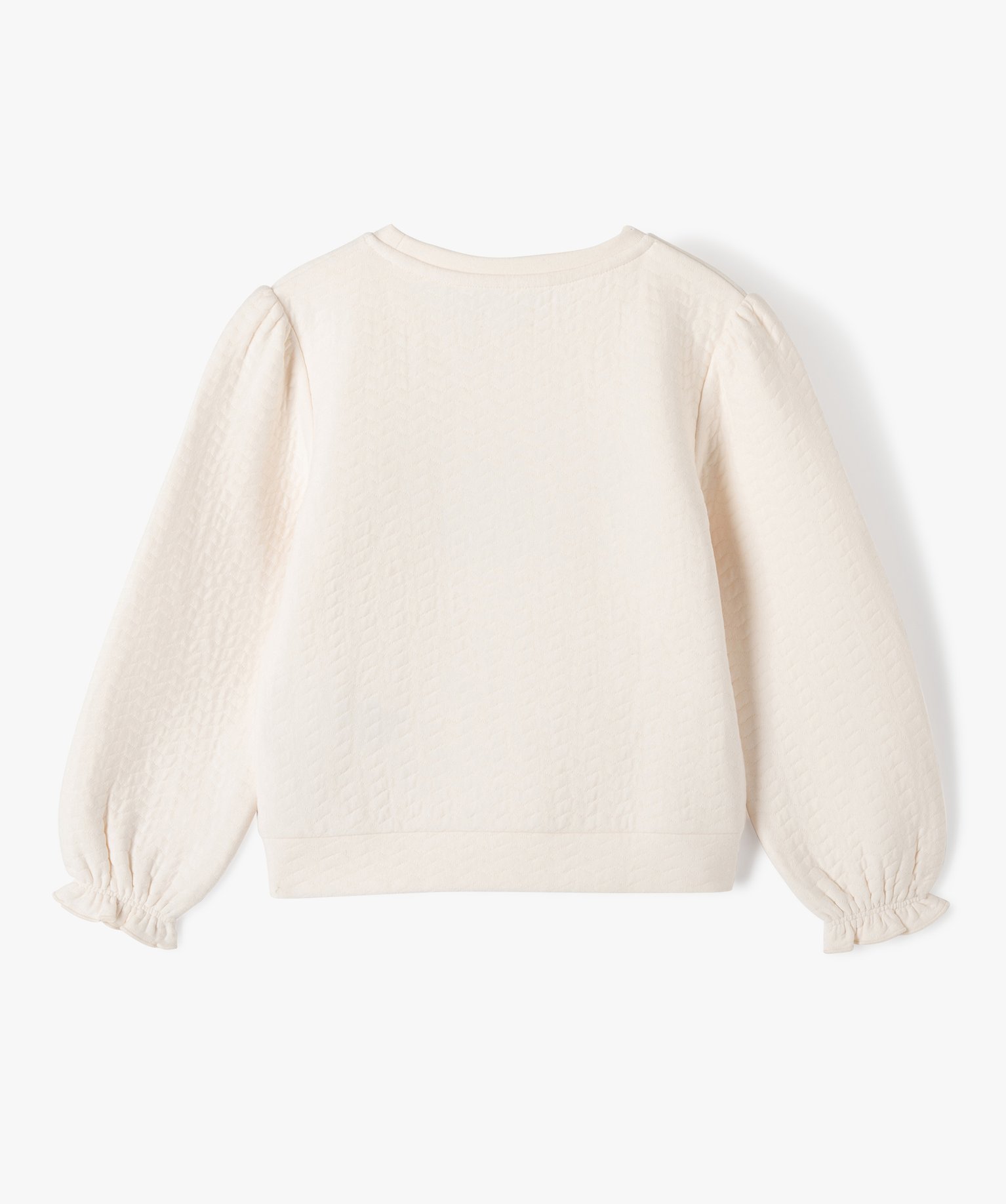 Sweat matelassé fille avec broderie - LuluCastagnette ecru | GEMO