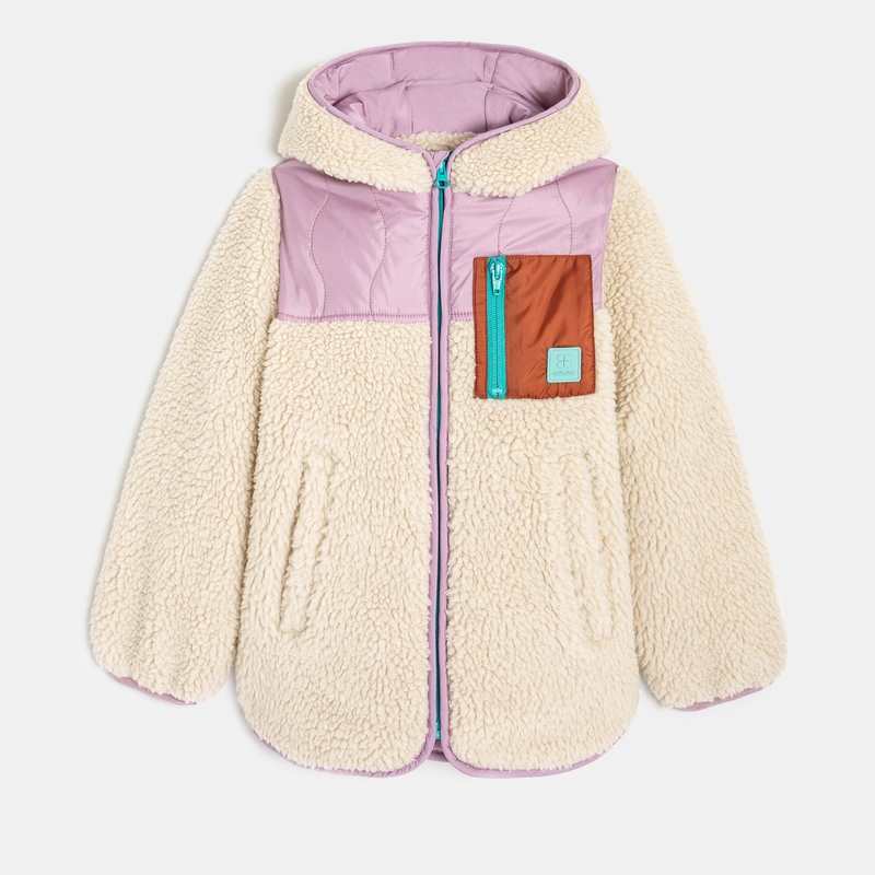Veste sherpa fille zippée à capuche blanc Catimini