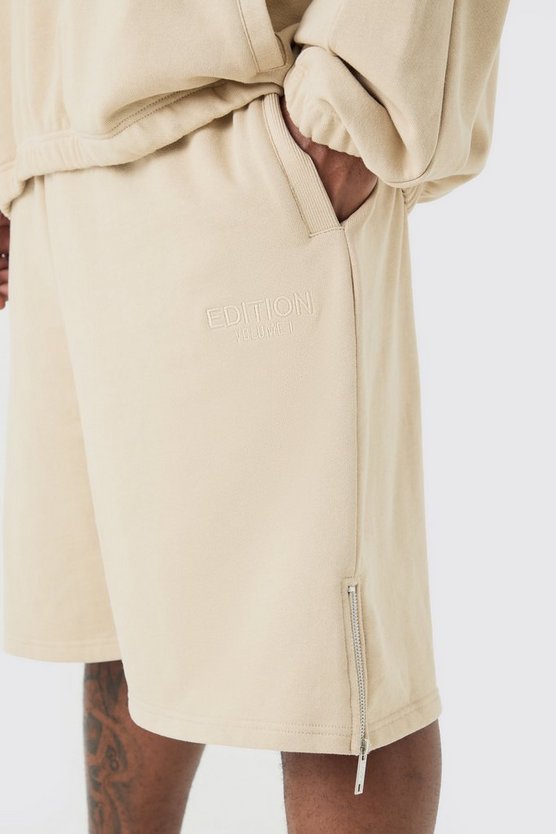 Plus Oversize Shorts mit Reißverschluss-Saum