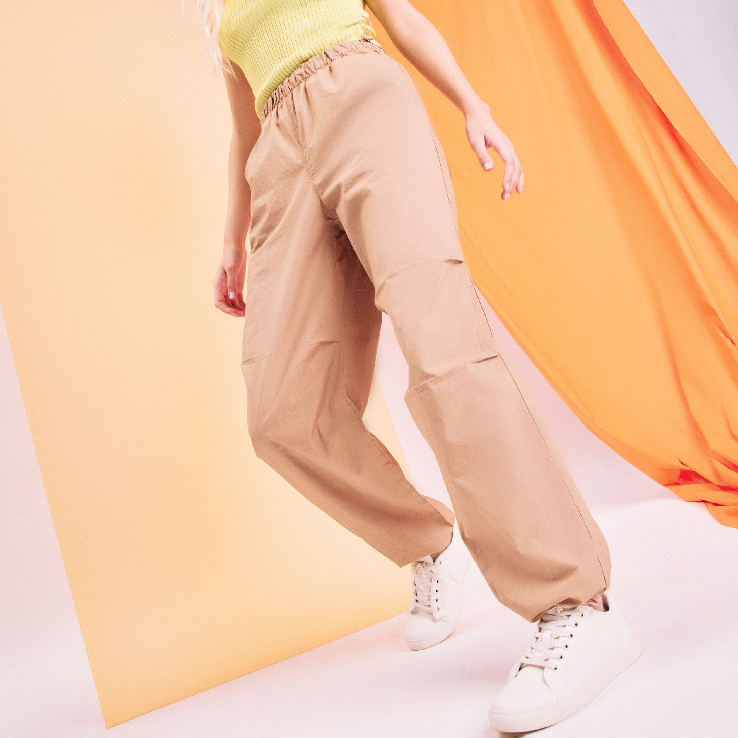 Pantalon loose élastiqué beige femme | Cache Cache
