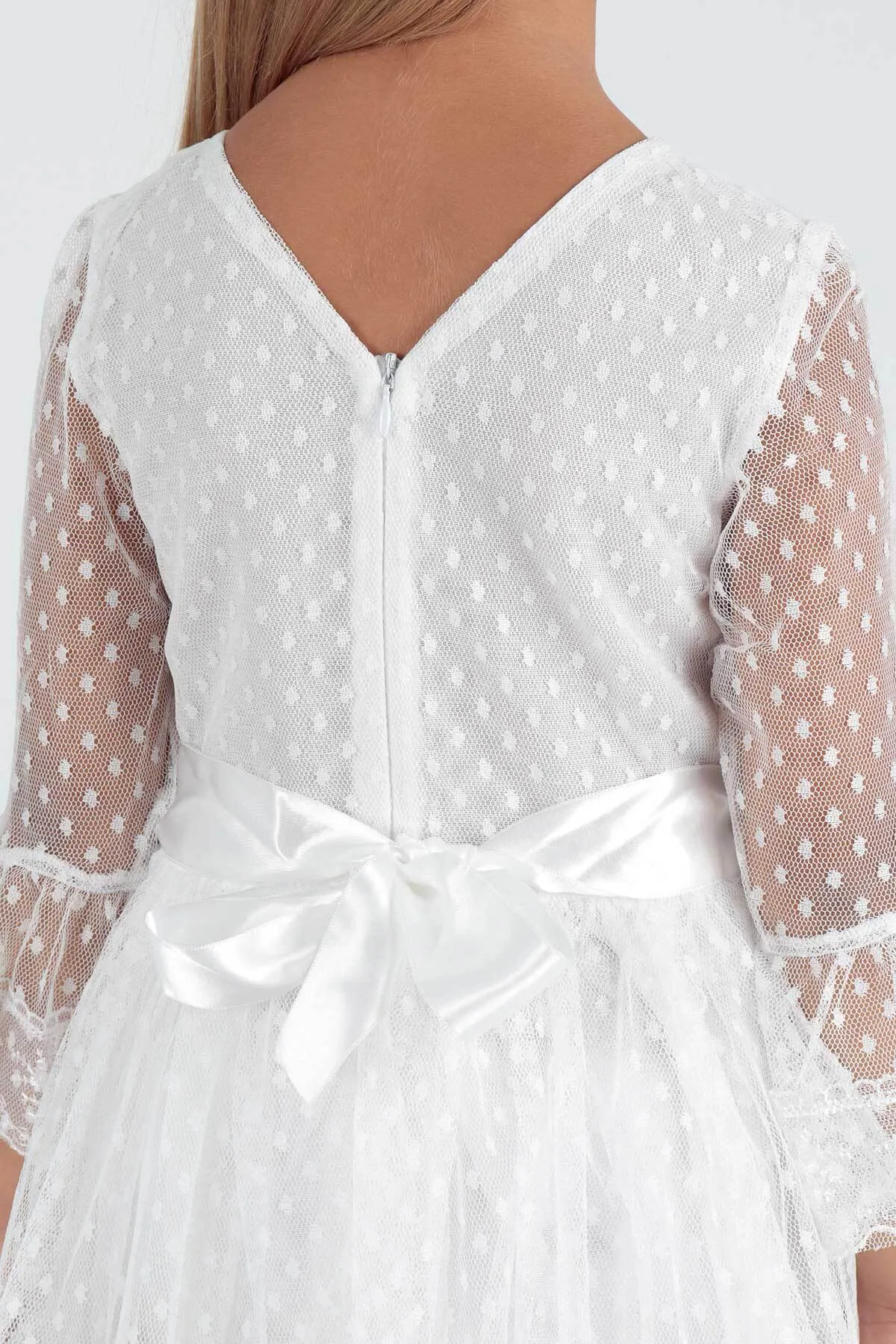 AHENGİM  Trendiges Abendkleid für Mädchen mit Schnalle und Tüllspitze Ak2209
