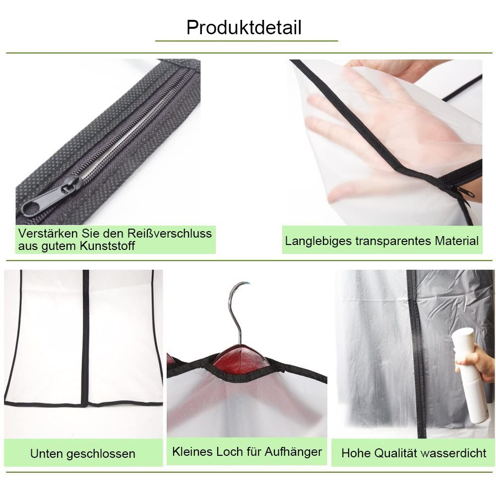 Jormftte Kleiderschutzhülle Kleidersack Lange hochwertiger (Satz, 100*60CM) Waschbare Plastikfolie mit Universalbeutel. 100x60 cm