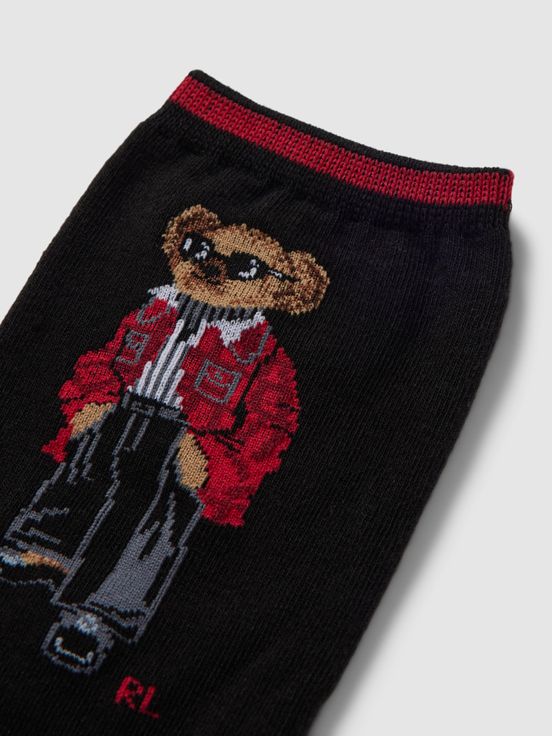 Socken mit Motiv und elastischen Rippenbündchen in schwarz