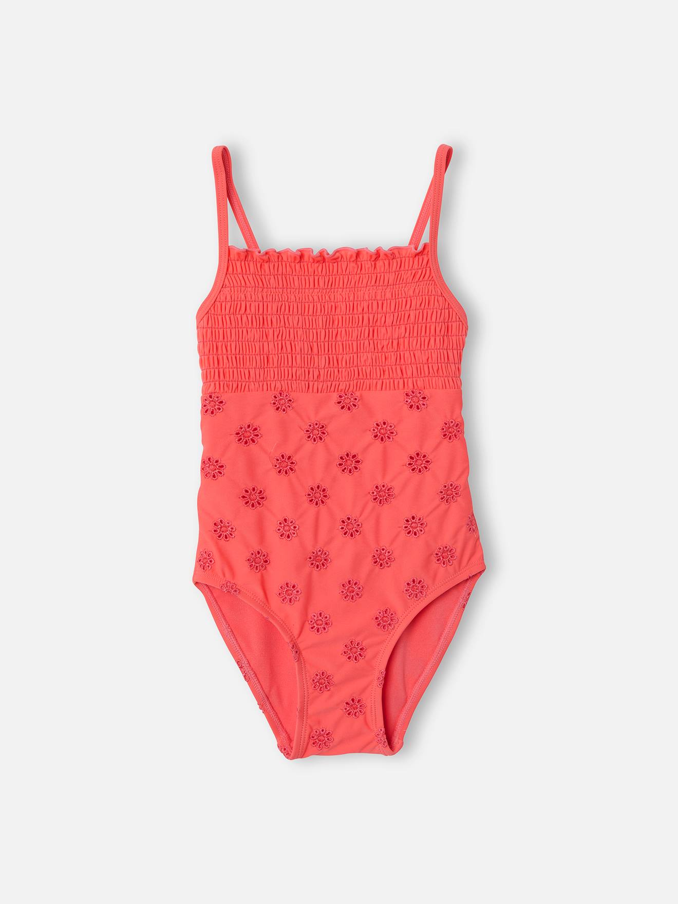 Maillot de bain 1 pièce fille broderie anglaise rose pivoine