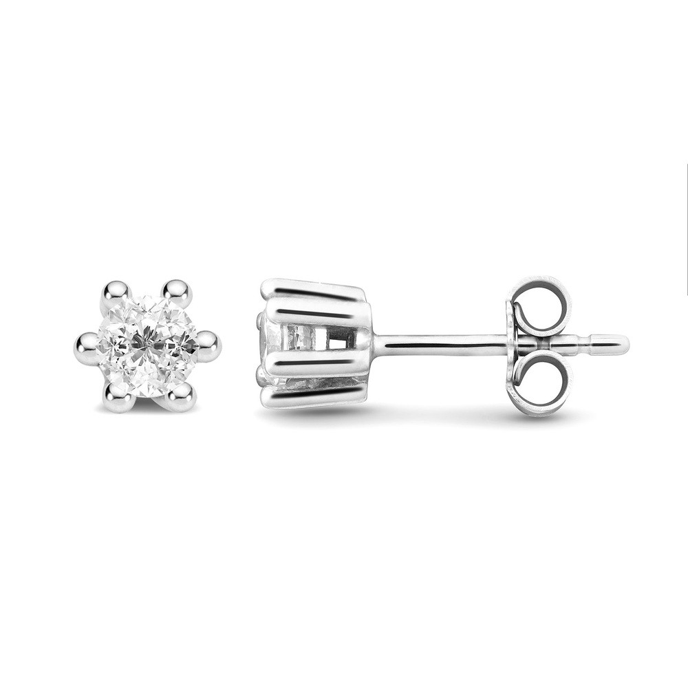 FAVS Boucles d'oreilles à fermoir à poussette 375 Or blanc Boucles d'oreilles