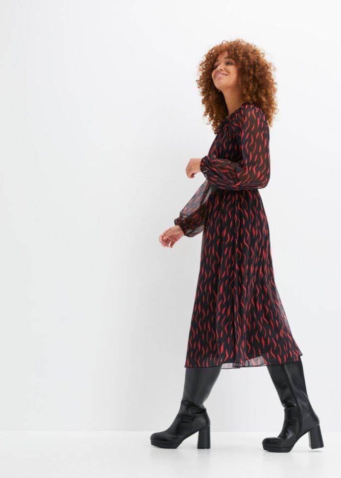 bedrucktes Mesh-Midikleid