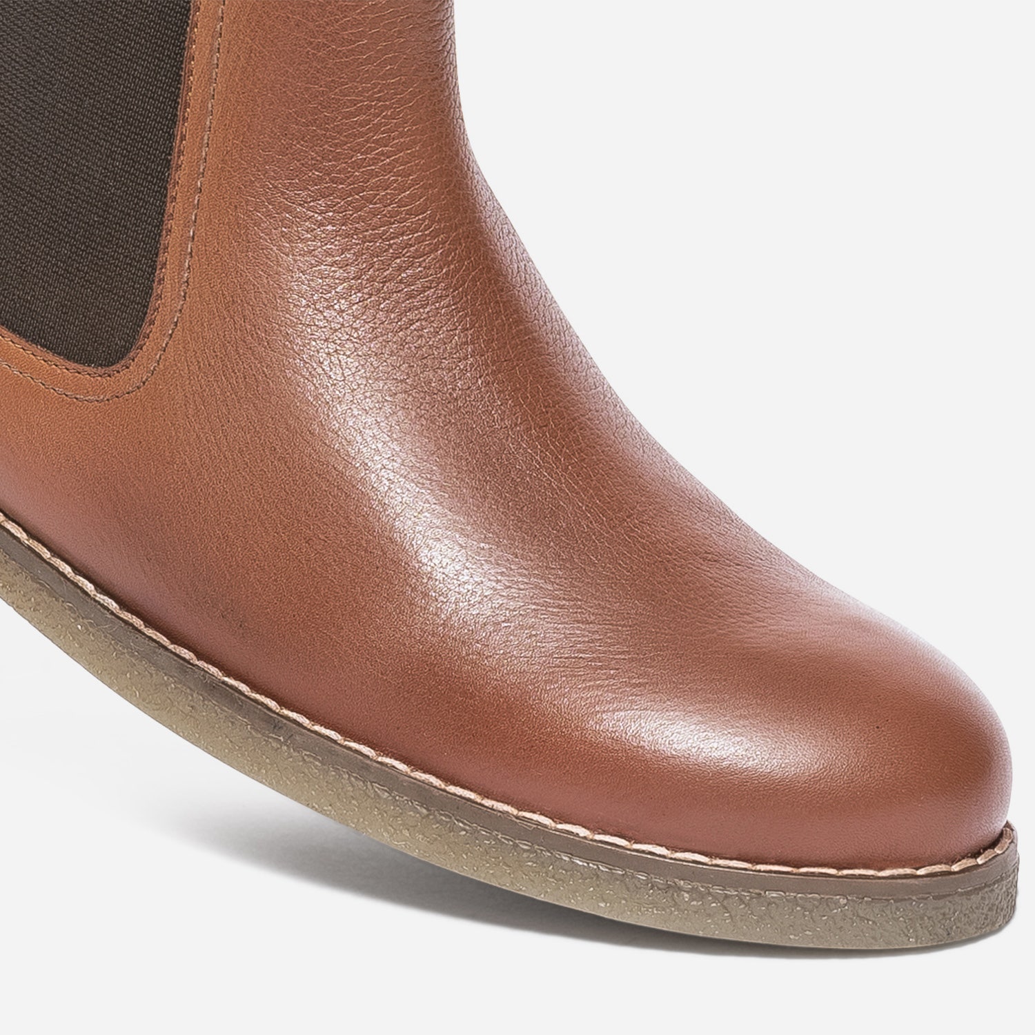 Chelsea boots camel en cuir grainé