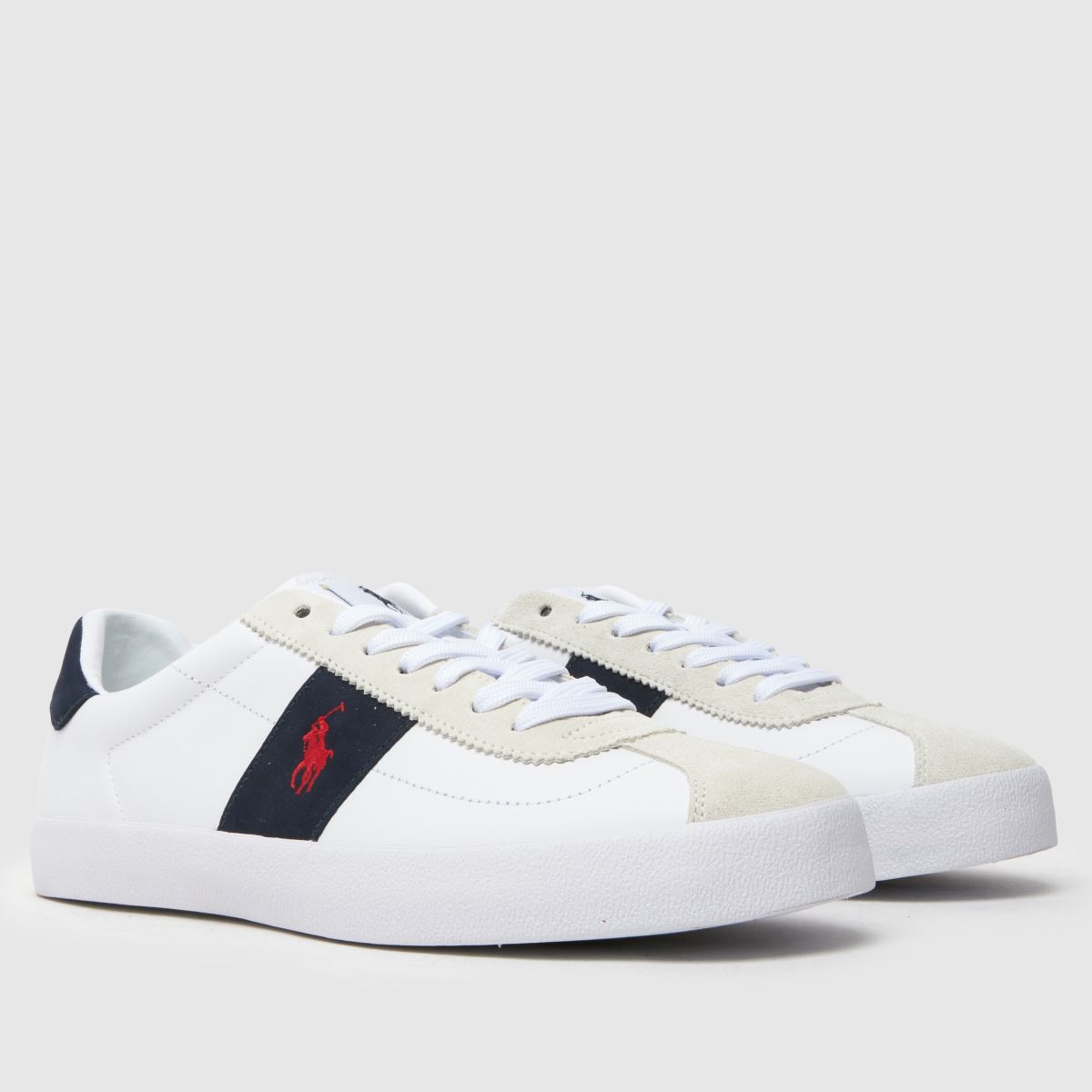 Polo Ralph Lauren – Vita och marinblå court vulc-sneakers