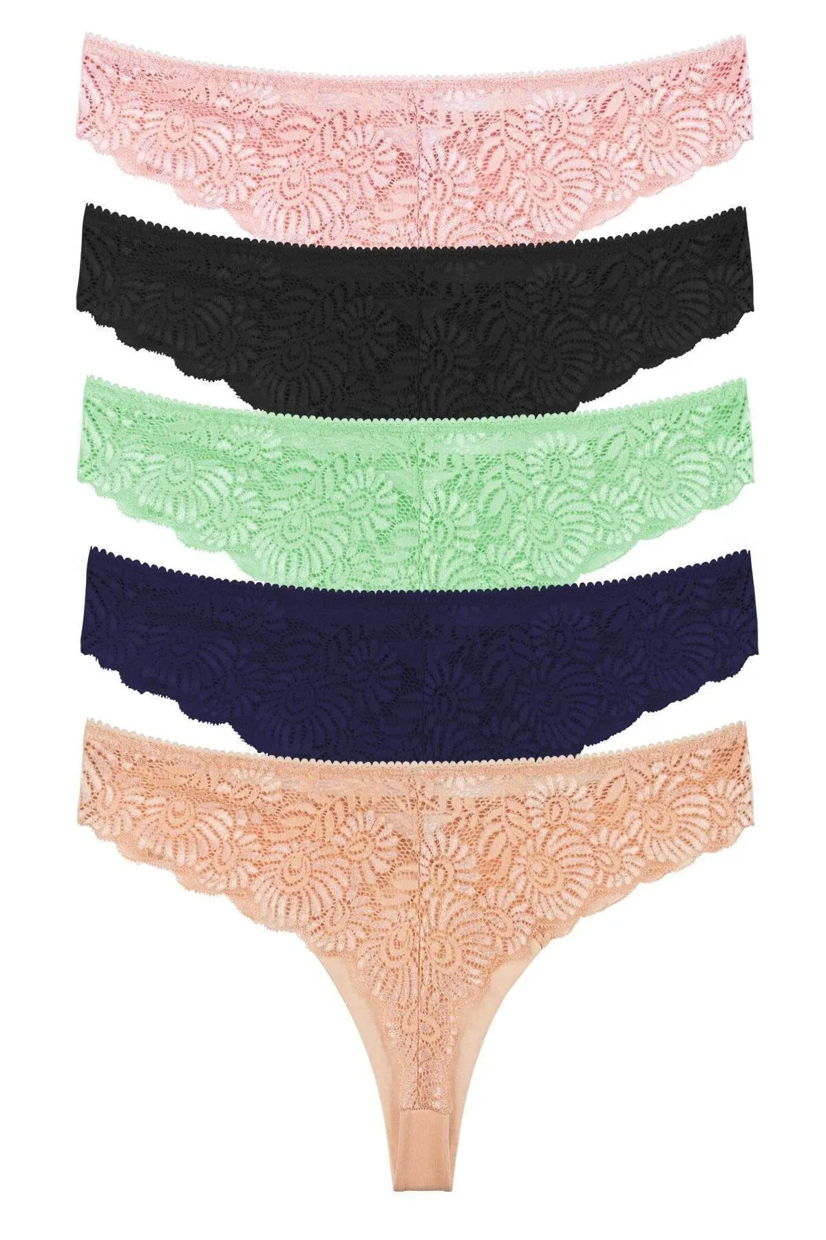 Sensu  5-teiliges brasilianisches Slip-Set mit Spitzendetail für Damen – KTS4001