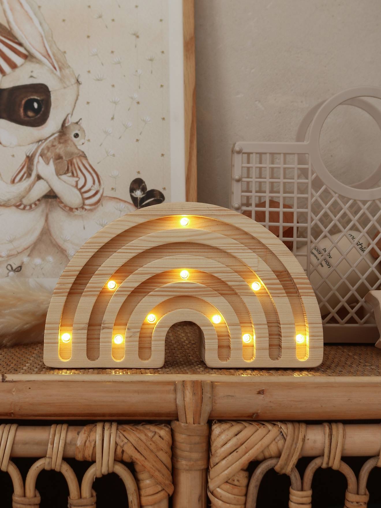 Veilleuse Arc-en-ciel en bois brut LITTLE LIGHTS bois