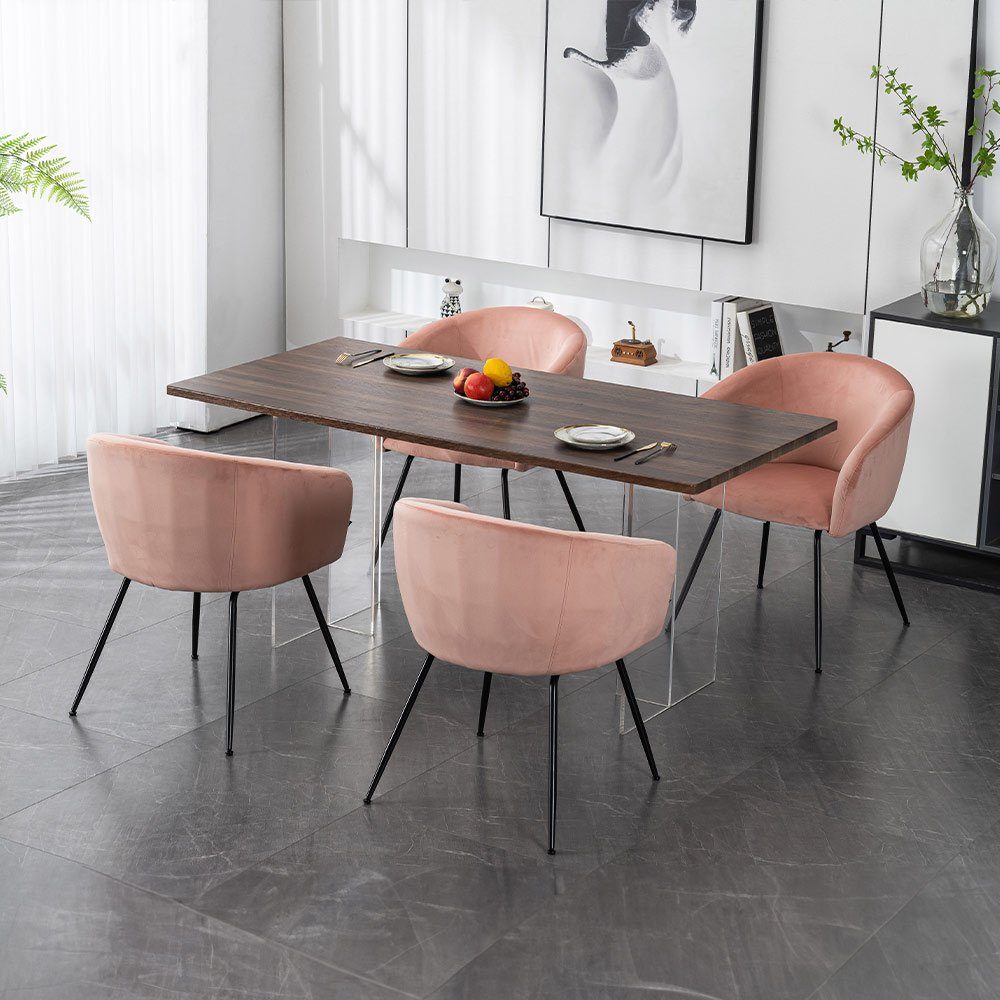HOME DELUXE Polsterstuhl Esszimmerstuhl ARIA Samt 75 x 58 x 58 cm (1 St), Metallbeine, Samtstuhl, Küchenstuhl, Wohnzimmer