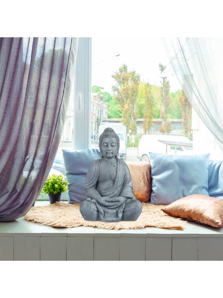 relaxdays Buddha Figur in Hellgrau - (H)70 cm günstig kaufen onesize
