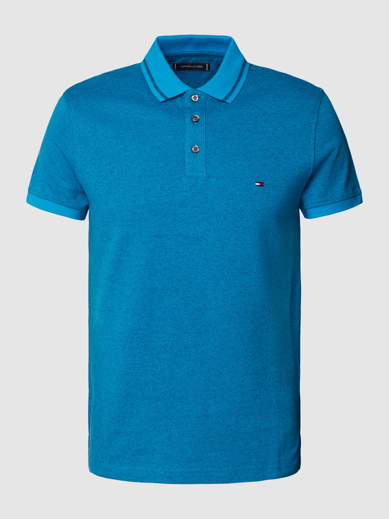 Poloshirt mit Logo-Stitching Modell 'PRETWIST' in himmelblau