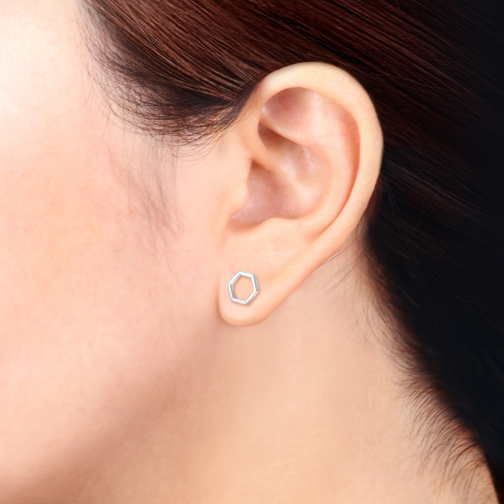 Elli Elli Boucles d'Oreilles Femmes Clou d'oreille Hexagon Geo Tendance Filigrane en a Boucles d'oreilles