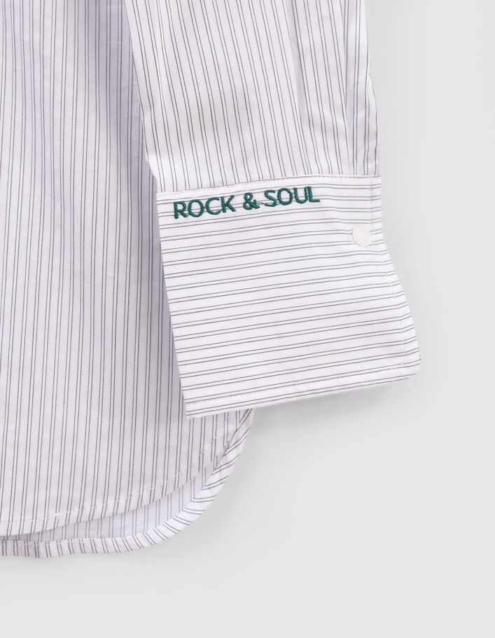 Chemise écrue à fines rayures grises Femme