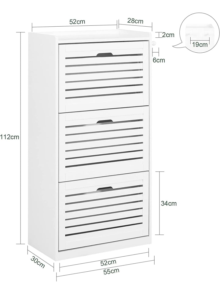 SoBuy Schuhschrank in Weiß - (B)55 x (H)112 x (T)30cm günstig kaufen onesize