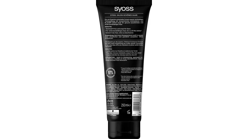 syoss Spülung Tiefenspülung Keratin 250 ml
