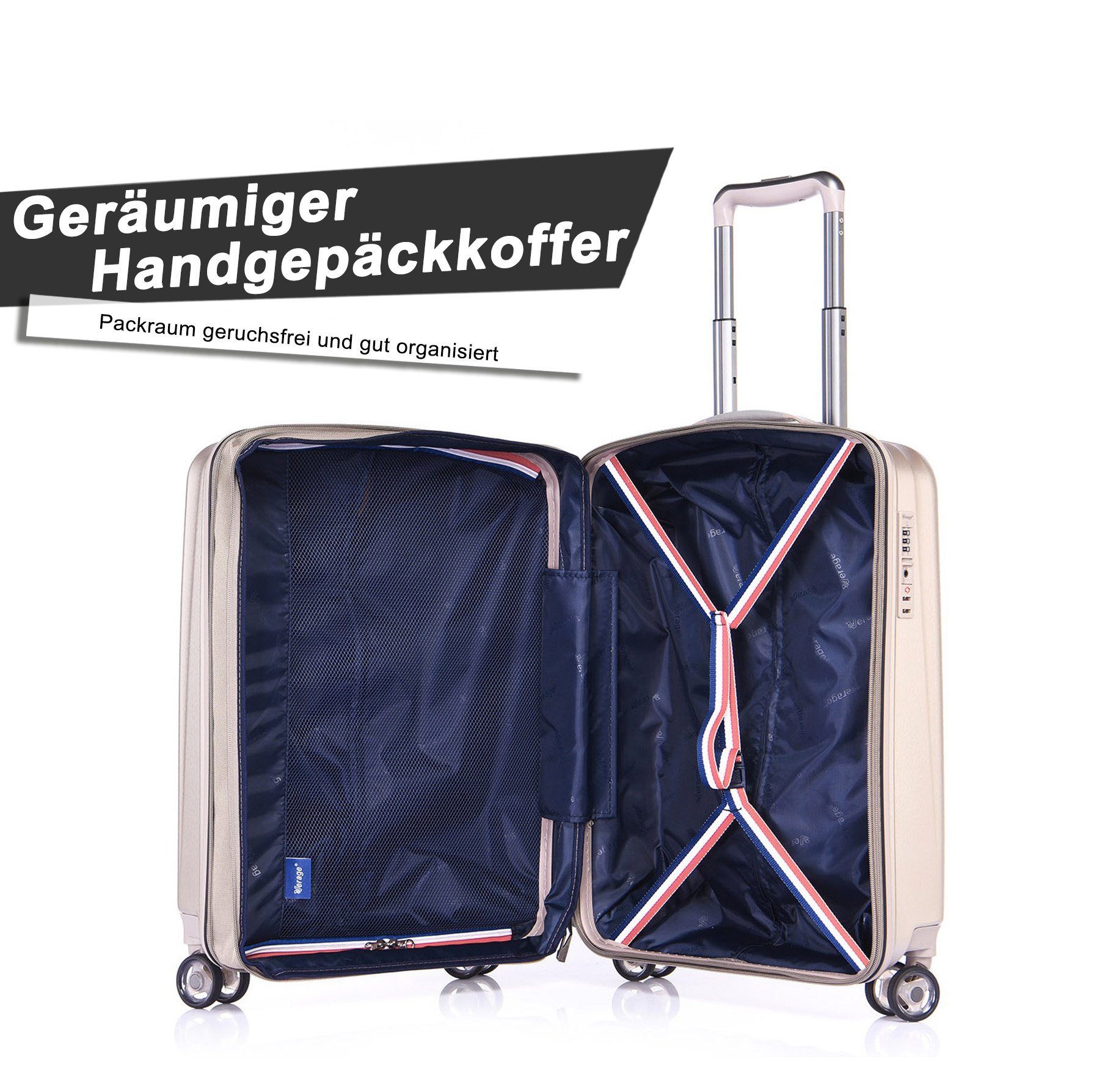 Verage Handgepäckkoffer Kinetic 19'', 4 Rollen, Volumenerweiterung, 4-Doppelrollen, TSA-Zahlenschloss