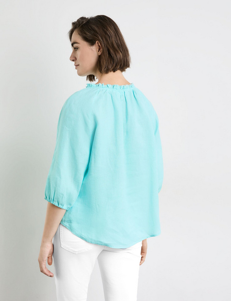 Leinenbluse mit Rüschenkragen