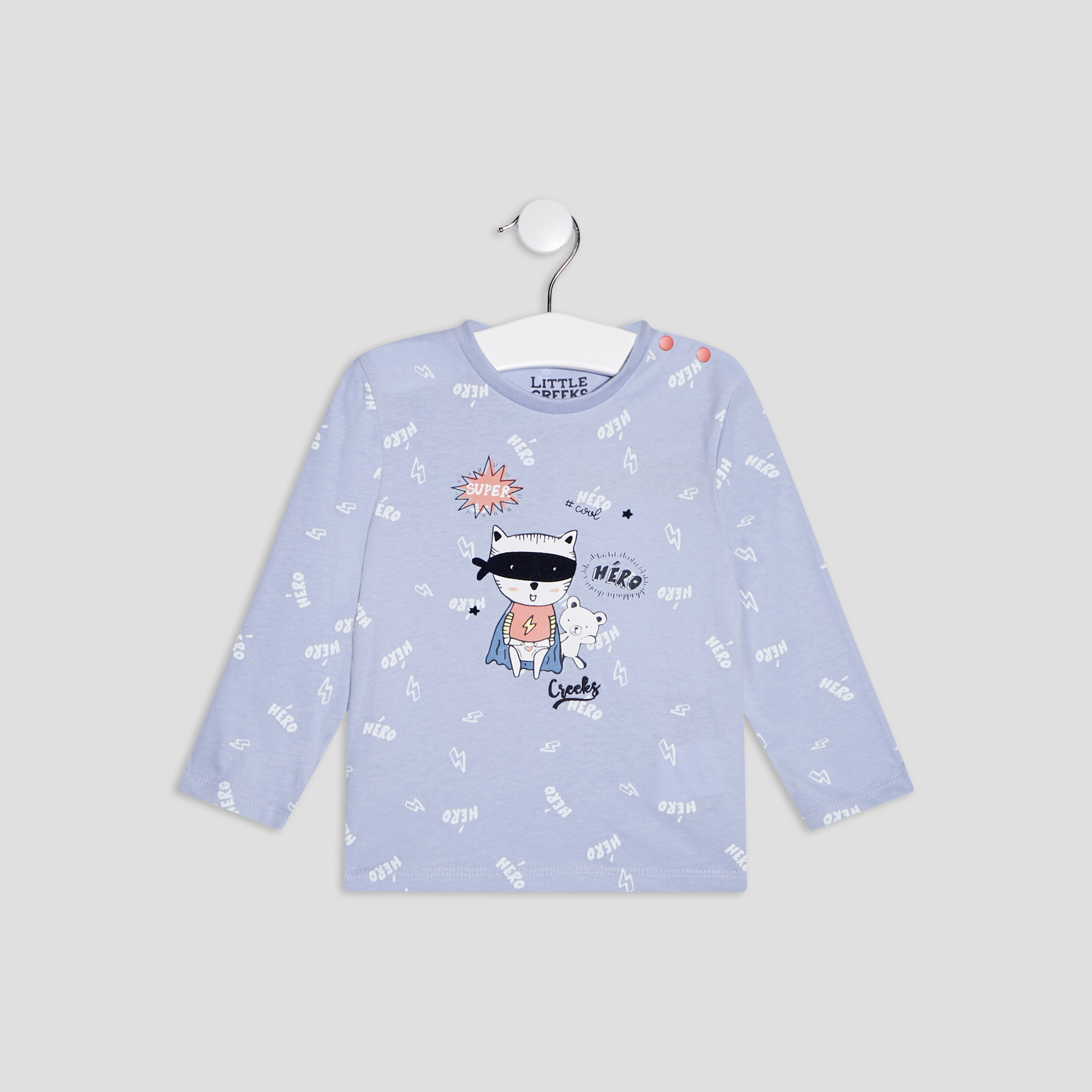T-shirt manches longues Creeks bleu ciel bébé garçon | La Halle