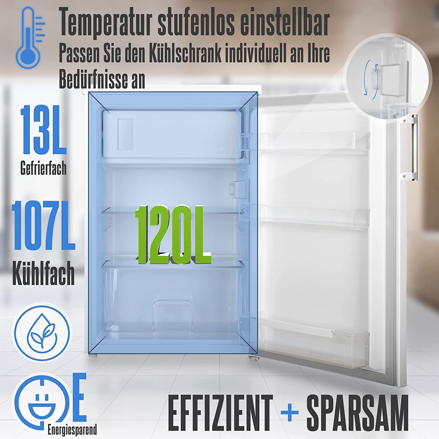 Heinrich´s Getränkekühlschrank Fridge, Minibar HKS 4190, 84.5 cm hoch, 56 cm breit, 20L klein kompakt leise: 40db mit Gefrierfach