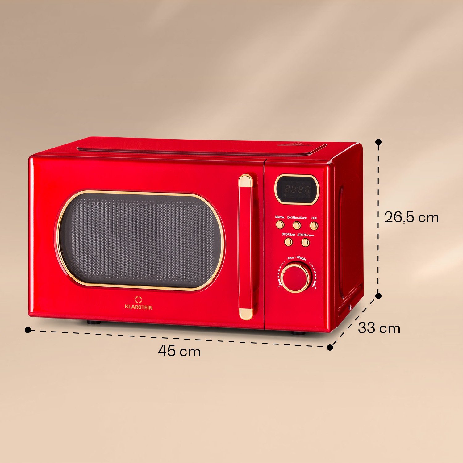 Klarstein Mikrowelle Julieta Mikrowelle mit Grill 20l 700 / 800 W Ø25,5cm 8 Programme, Mikrowelle; Grill, 20 l