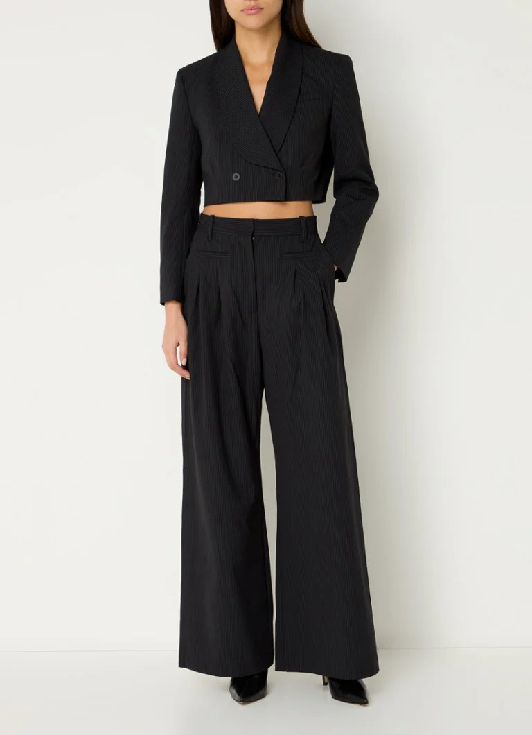 MUNTHE Stormy high waist wide fit palazzo trousers with stripe print