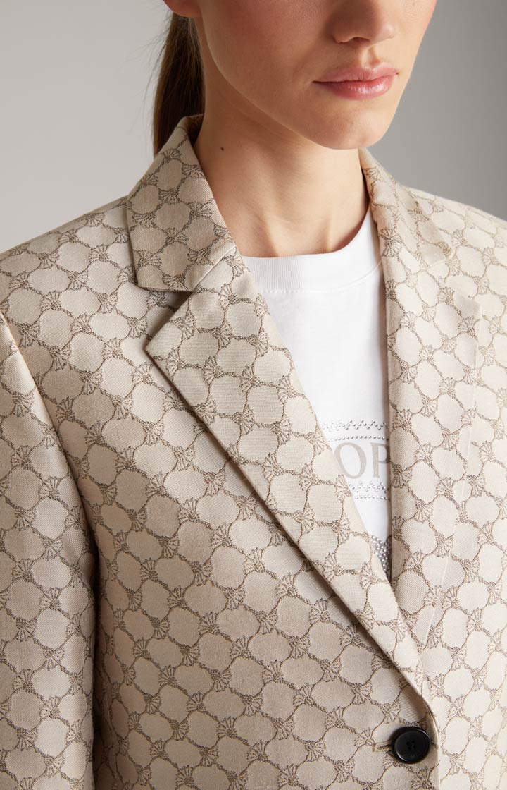Jacquard-Blazer in Beige gemustert