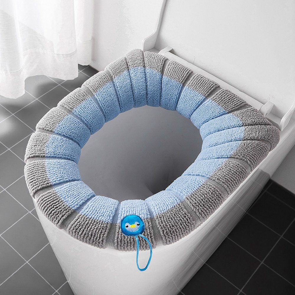 WC-Deckelbezug Toilettensitzbezug mit Tragegriff, verdickt, um Sie warm zu halten Deliana.home, Höhe 20 mm, Wärmendes Material, Winterliche Wärme für Ihr Zuhause, Polyester-Faser, 1, Geeignet für die meisten Toiletten, geeignet für alle Jahreszeiten