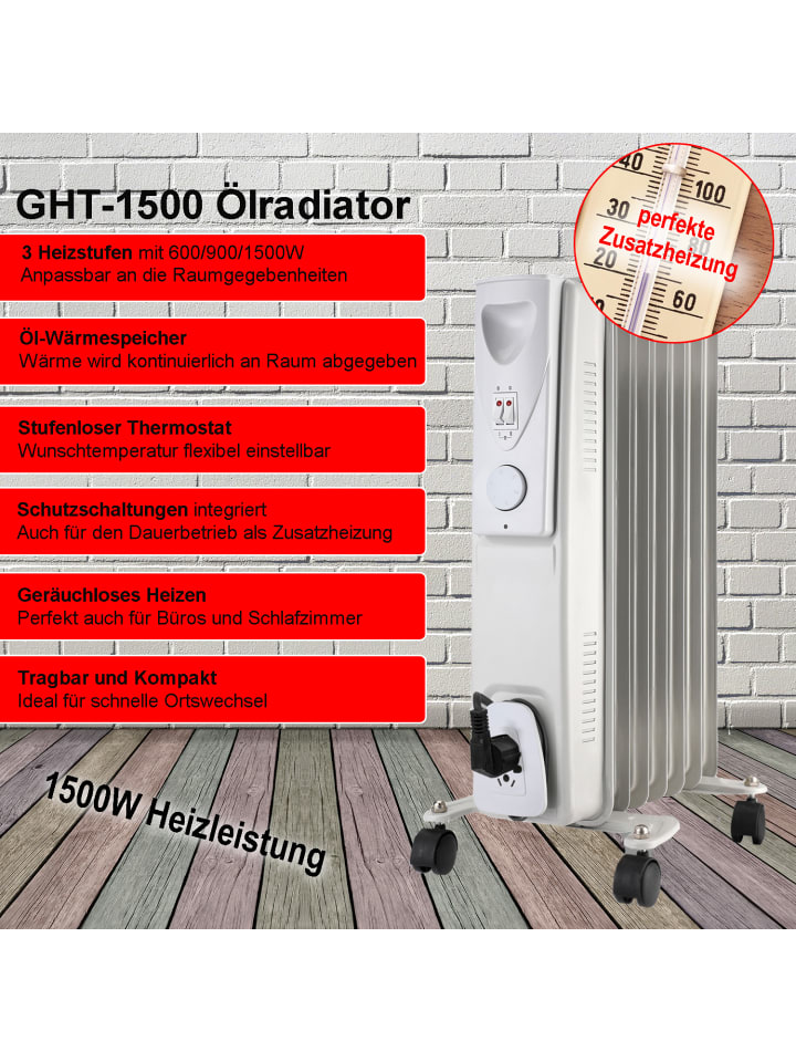 GORANDO Ölradiator 1500w in grau -elektrische Zusatzheizung günstig kaufen onesize