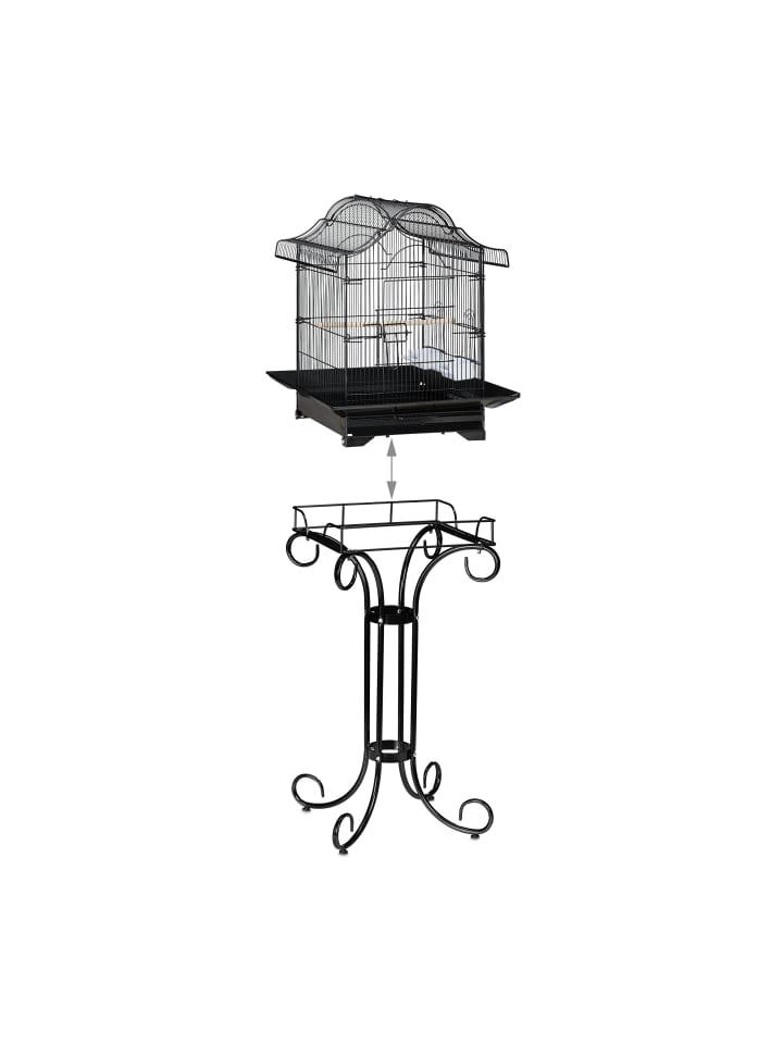 relaxdays Vogelkäfig in Schwarz - (B)55 x (H)146,5 x (T)50 cm günstig kaufen onesize