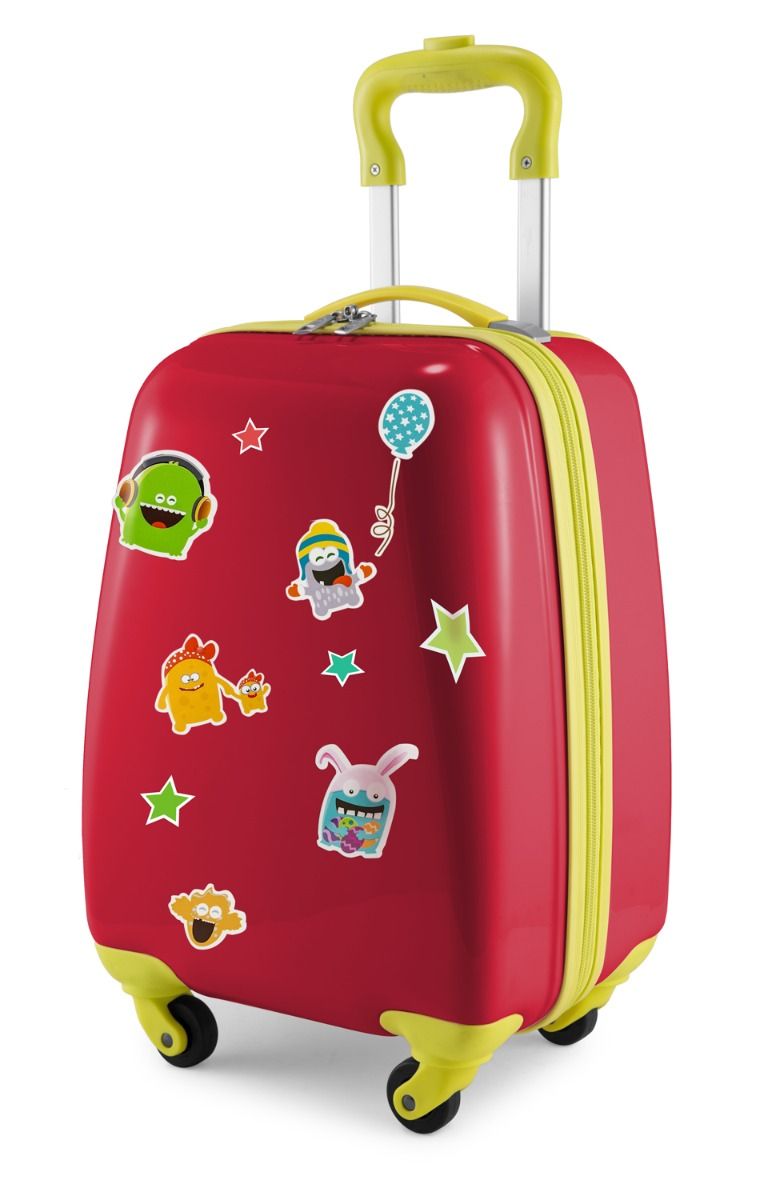 For Kids - Children's luggage + reflective stickers Monster, children's suitcase, children's hard case, hand luggage, 24 liters
