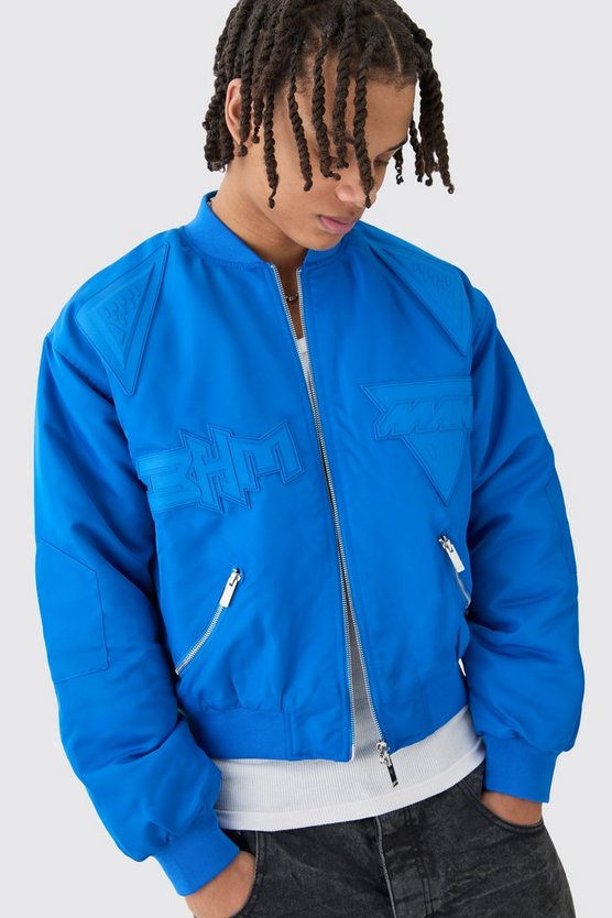 Kastige hochglänzende Nylon Moto-Bomberjacke