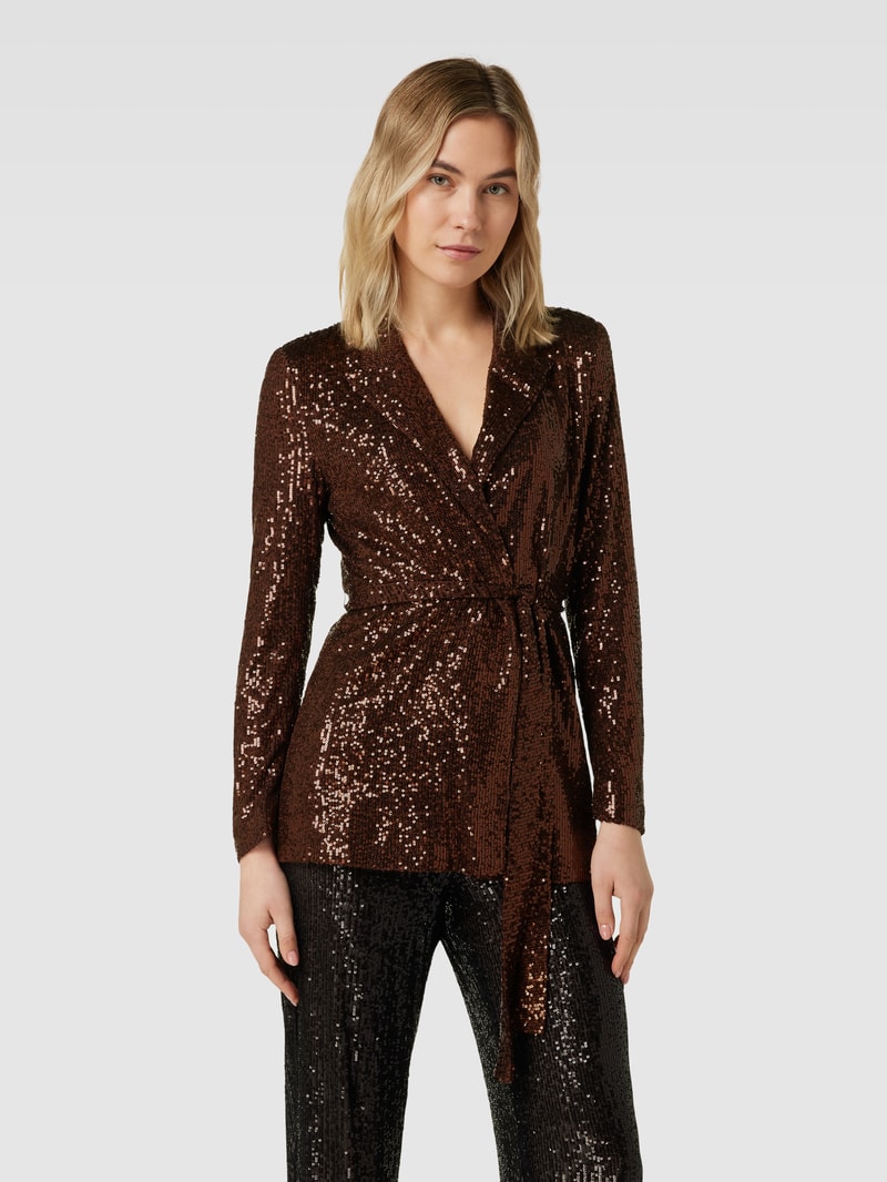 Blazer mit Bindegürtel Modell 'XLENJUEL' in metallic braun