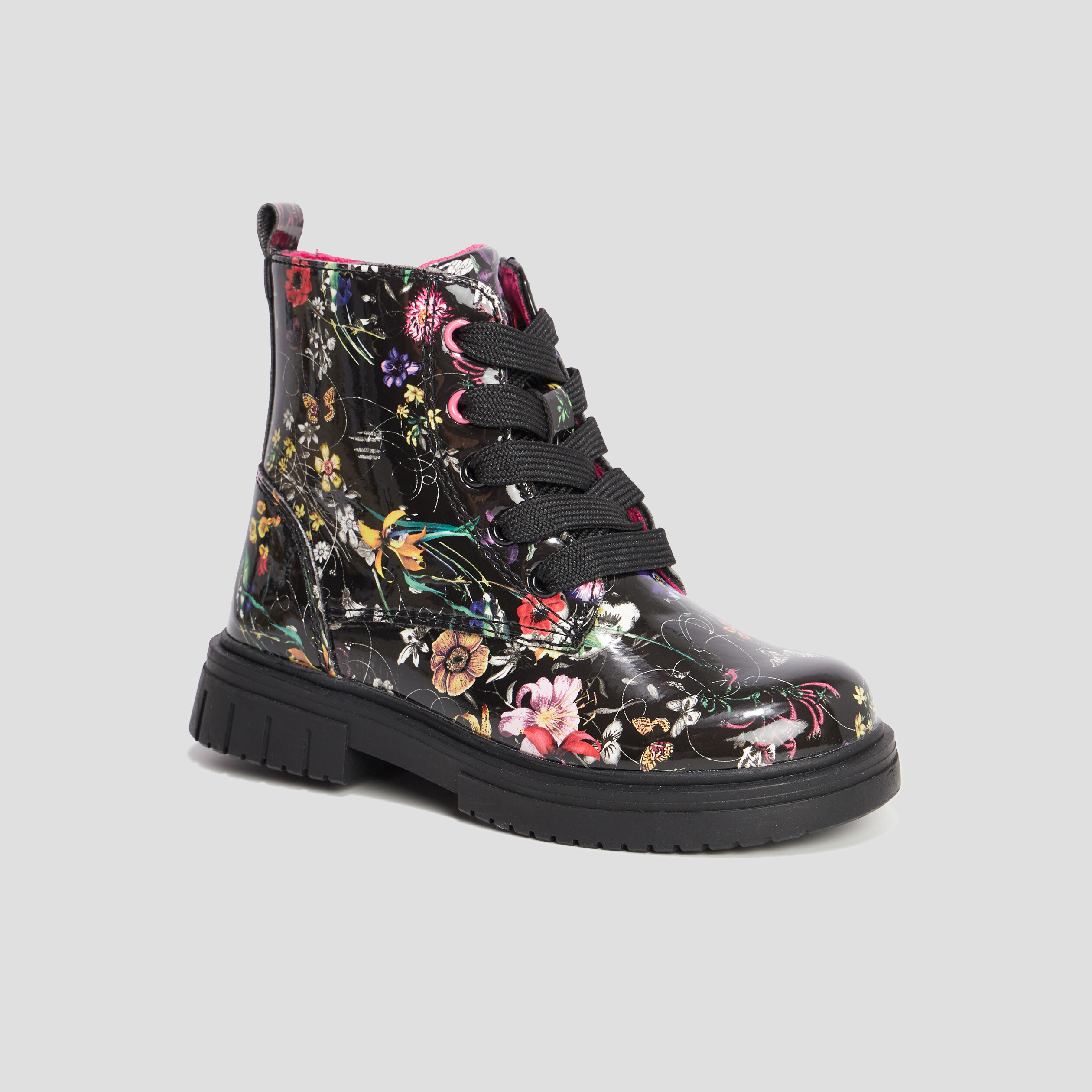Bottines vernies crantées noir fille | La Halle