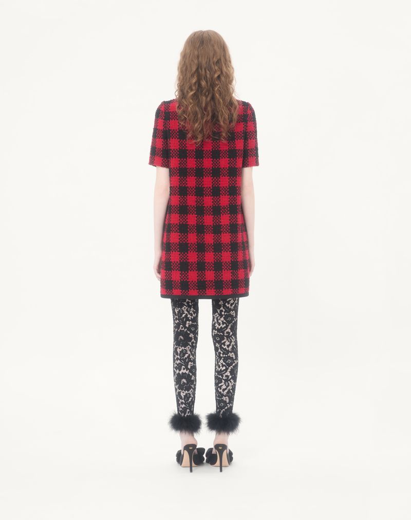 Vestido curto de tweed Damier