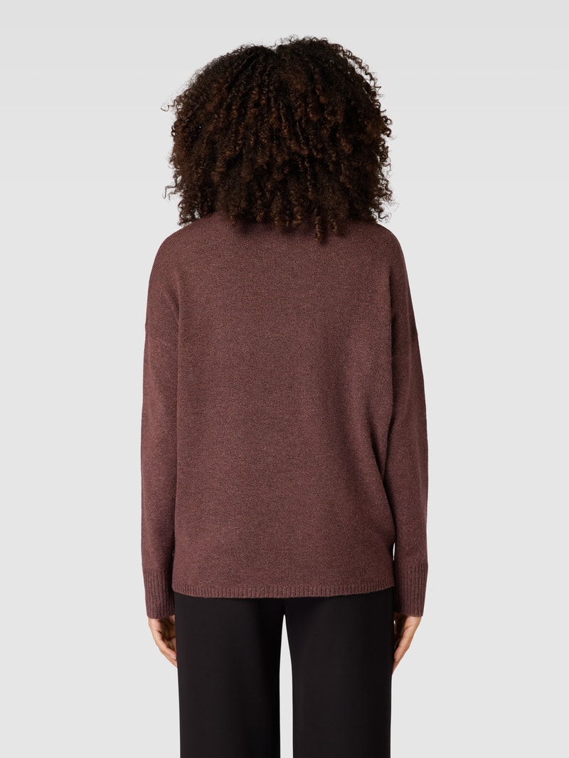 Strickpullover mit V-Ausschnitt Modell 'RICA LIFE' in bordeaux rot meliert