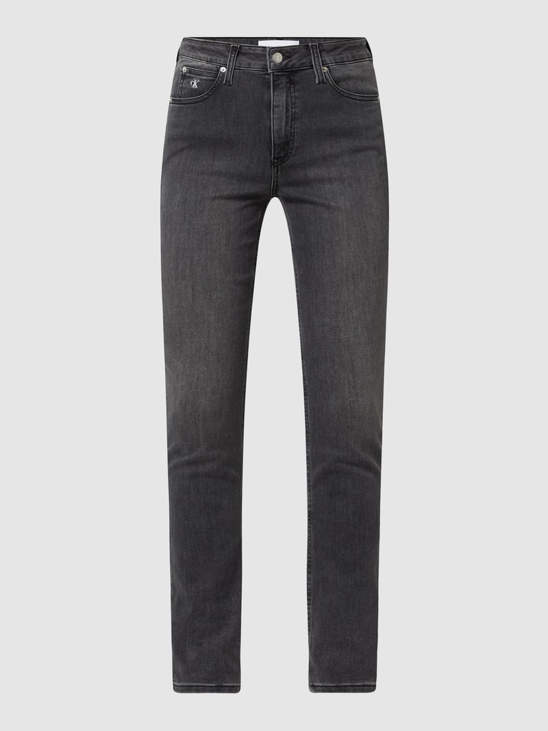 Skinny Fit High Rise Jeans mit Stretch-Anteil  in dunkelgrau meliert