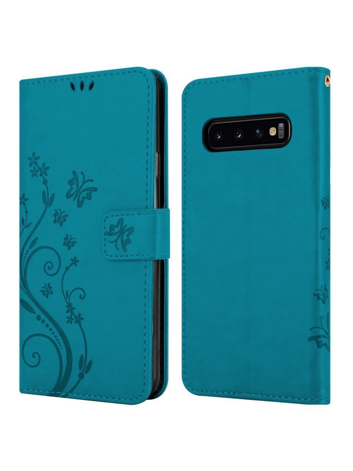 cadorabo Hülle für Samsung Galaxy S10 4G Blumen Design in FLORAL BLAU günstig kaufen Samsung Galaxy S10