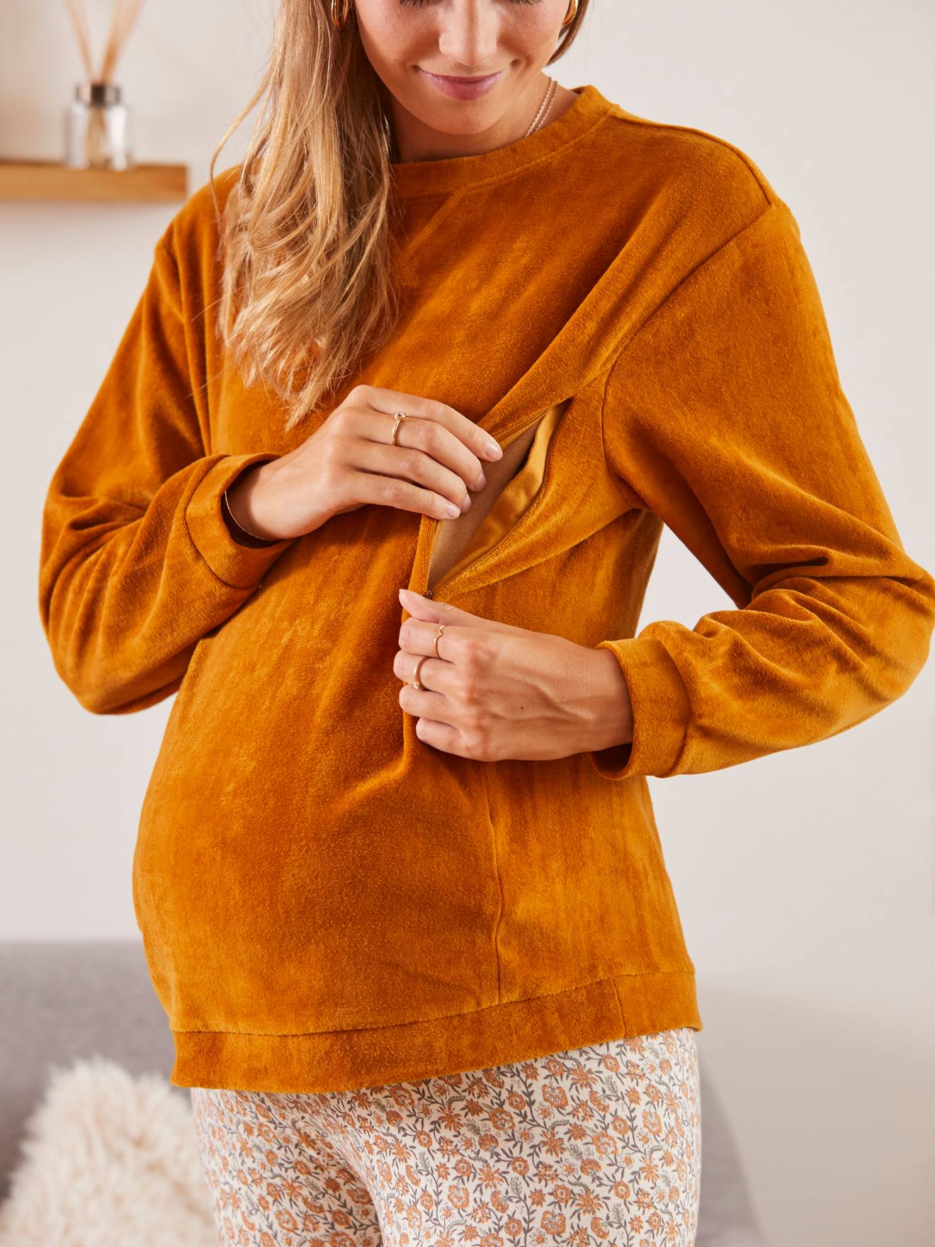 Ensemble 2 pièces homewear grossesse et allaitement marron