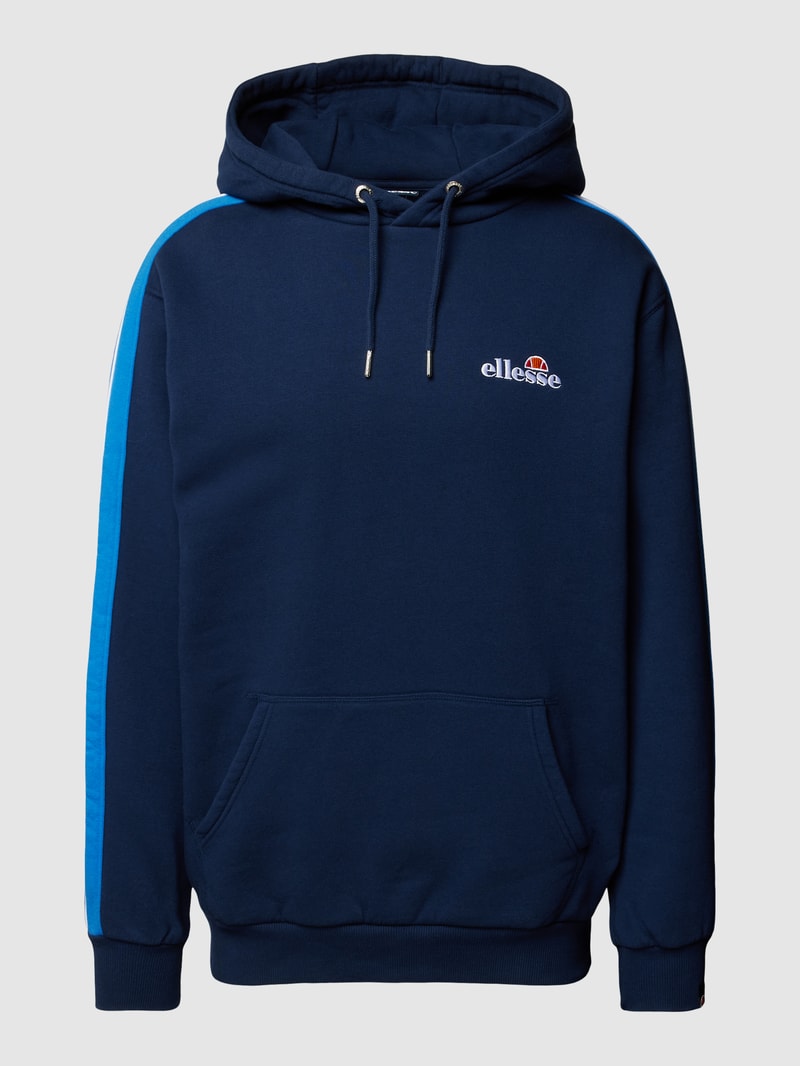 Hoodie mit Label-Stitching Modell 'Paiger' in marineblau