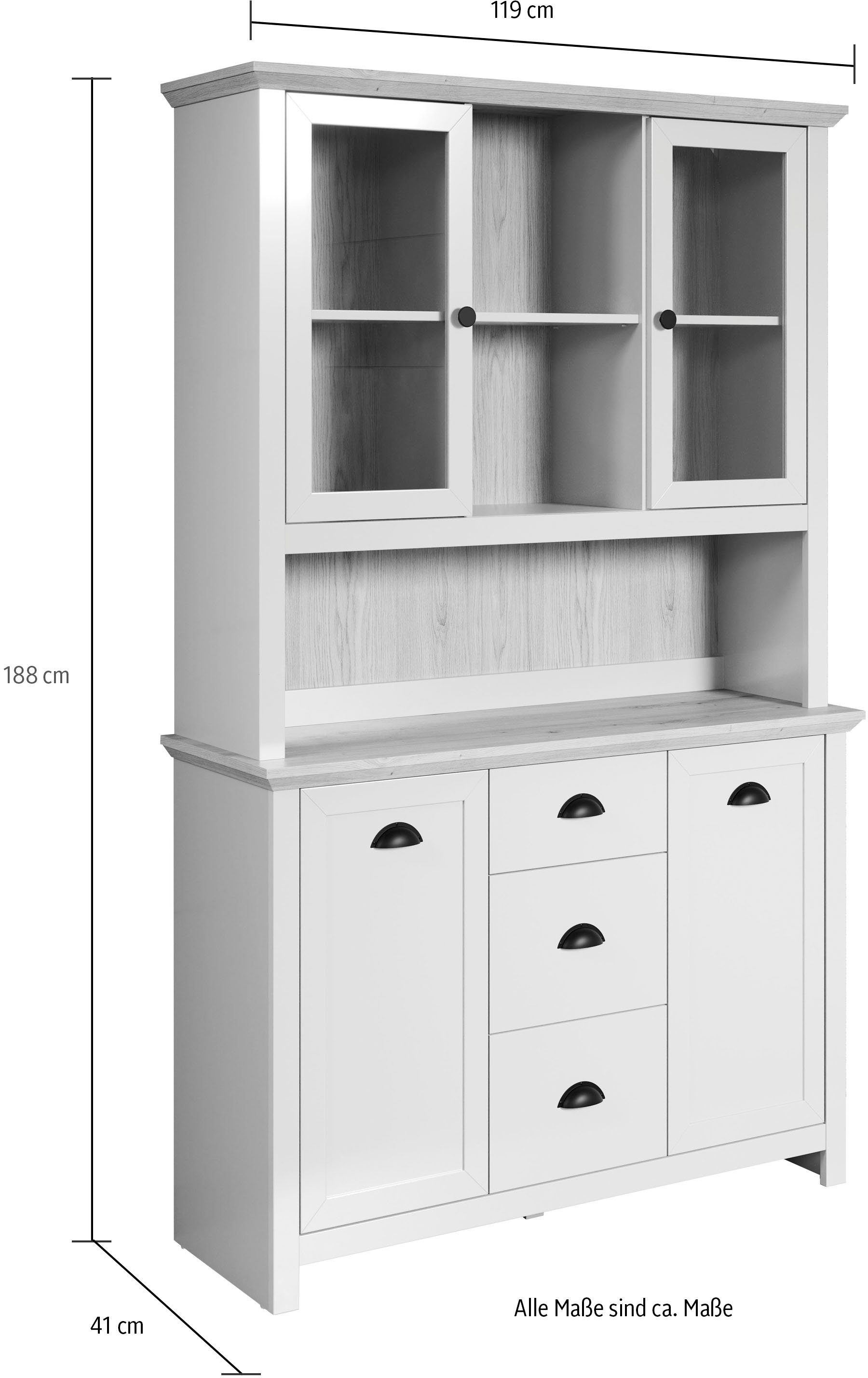 Home affaire Buffet Herzwill Artisan Eiche NB und hellgrau, matt, im Landhaus-Look