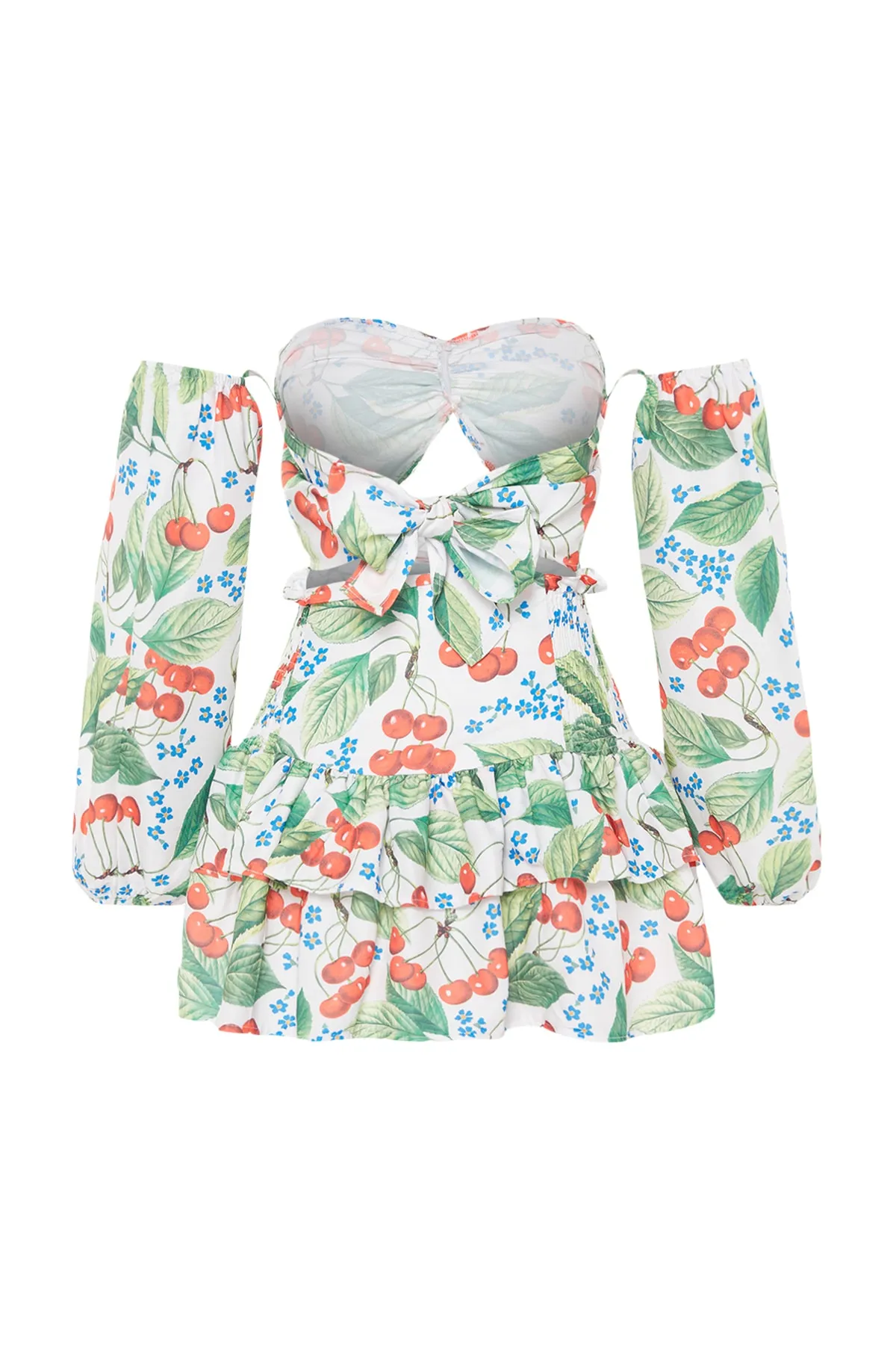 Trendyol Collection  Gewebtes Rüschenblusenrock-Set mit Fruchtmuster TBESS19LJ0294