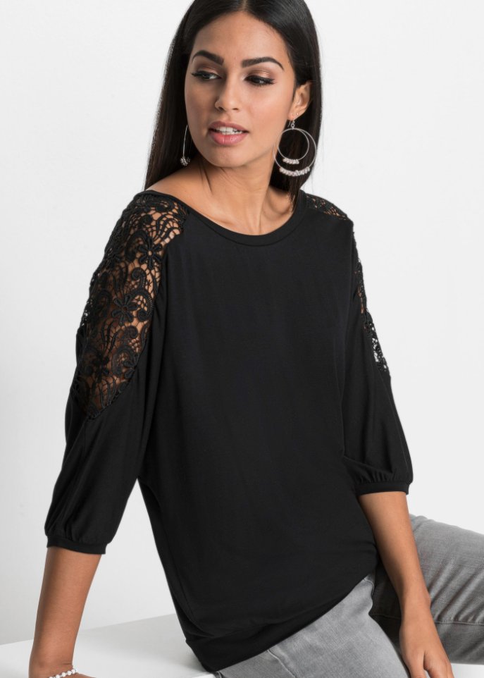 Oversize-Shirt mit Spitze