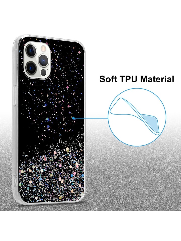 cadorabo Hülle für Apple iPhone 12 / 12 PRO Glitter in Schwarz mit Glitter günstig kaufen onesize