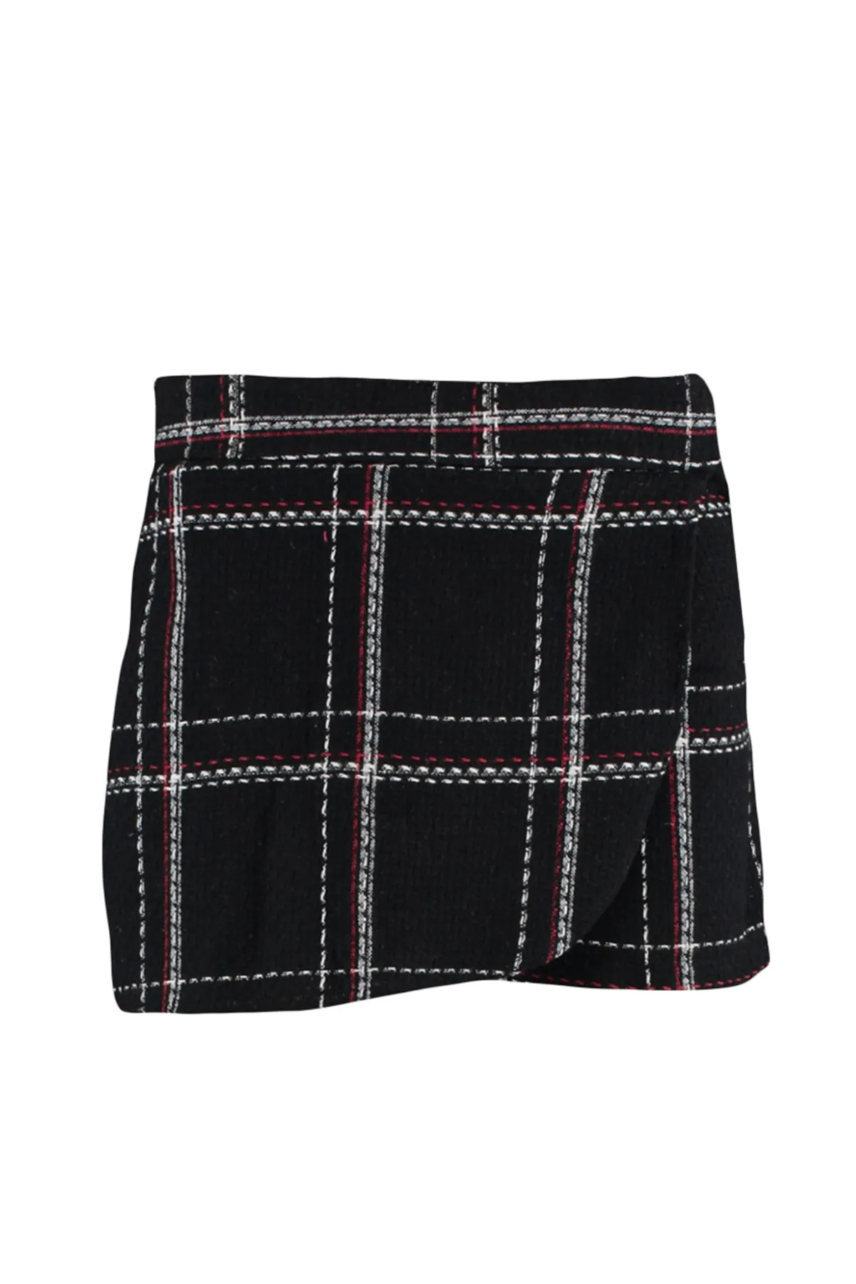 Trendyol Collection  Schwarzer Shorts-Rock aus gewebtem Tweed mit Karomuster TWOAW23SR00017