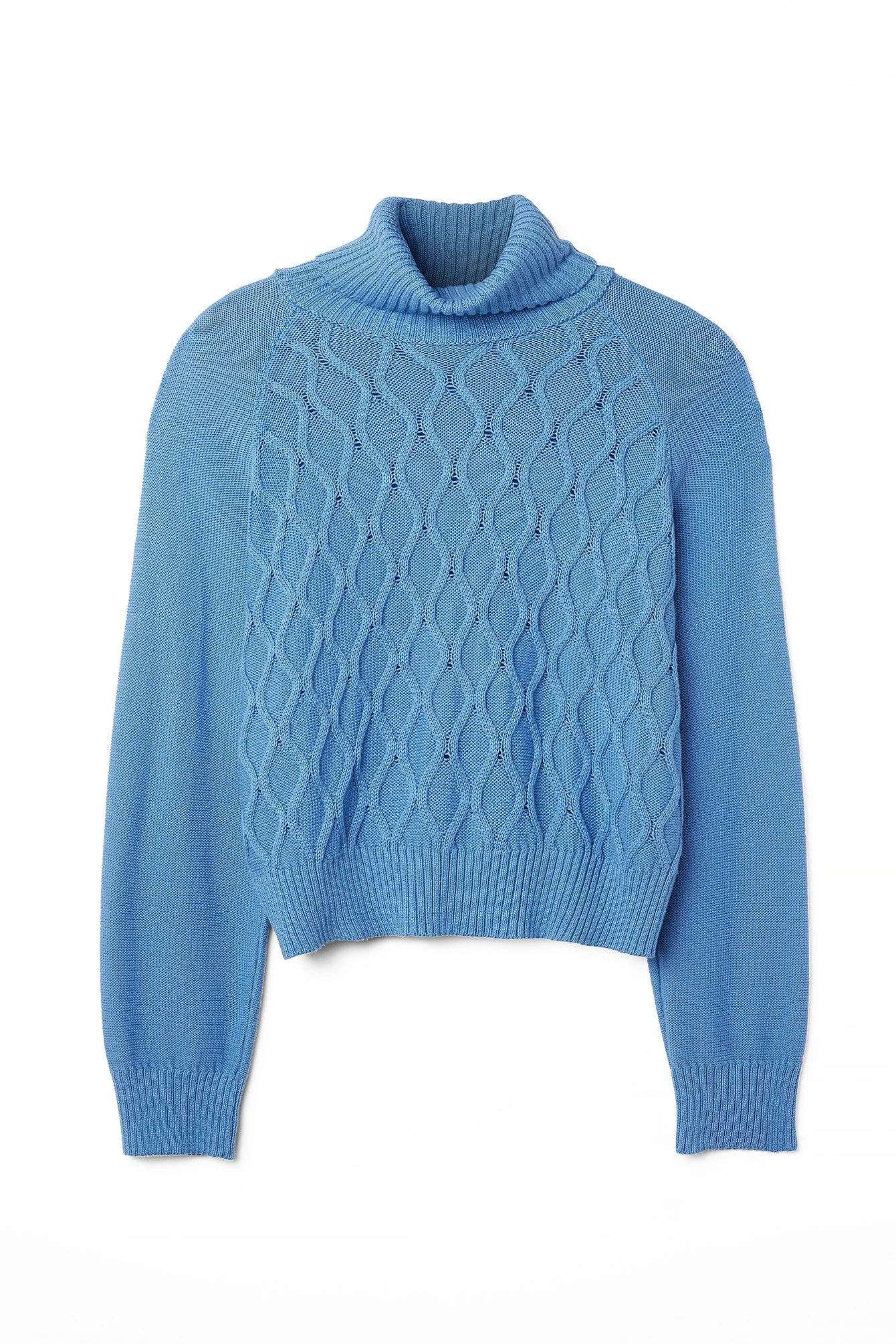 Strickpullover mit Rollkragen und Zopfmuster